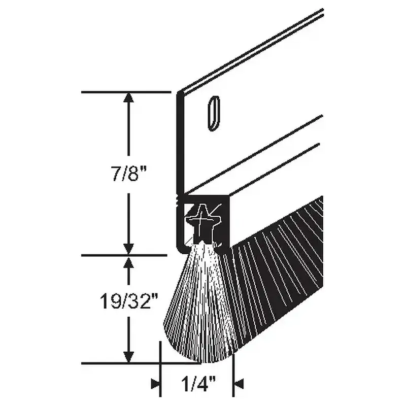 Brixwell 19-375A-36 36in Alum/brush Doorsweep 7/8in Mounting Brkt 19/32 Pile mill