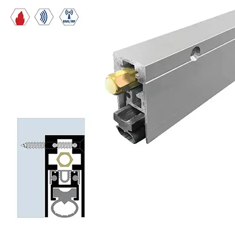 Brixwell 7663BK-SF-108 108" Semi-Mortised Automatic Door Bottom (29/32" by 1-15/16") Black Anodized Aluminum