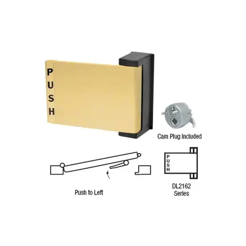 CRL DL2162BR Brass Universal Push-Pull Paddle Handle - Push to Left