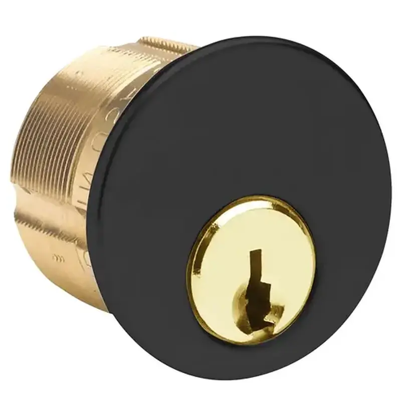 Kaba Ilco 7205SC1-29-KD Keyed Different 1-1/4" Mortise Cylinder with Schlage C Keyway and Straight Cam Black Aluminum Finish Applied
