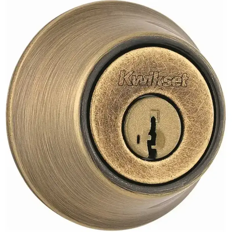 Kwikset 660 5 SMT RCAL RCS 660 Series Antique Brass Single Cylinder Deadbolt Featuring SmartKey Security