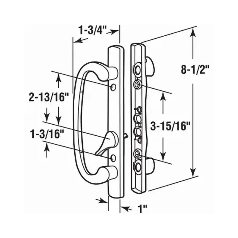 Prime-Line C 1280 Handle Set, Aluminum, Painted, 1-5/8 to 1-7/8 in Thick Door White