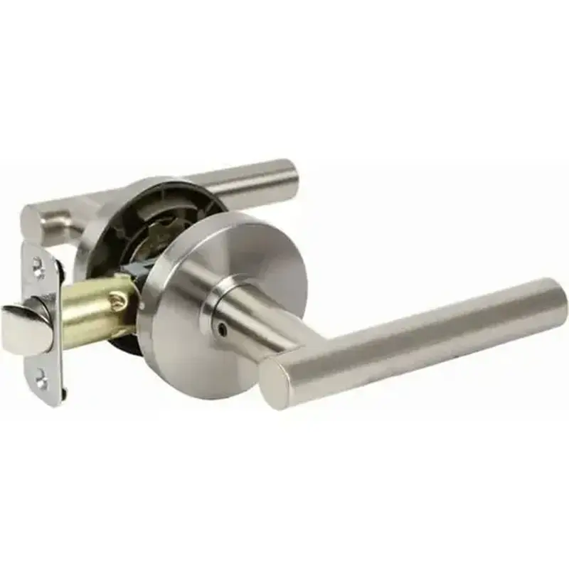 Pamex FLTP03C Mira Lever with Round Rose Passage Lockset Grade 3 Satin Nickel Finish