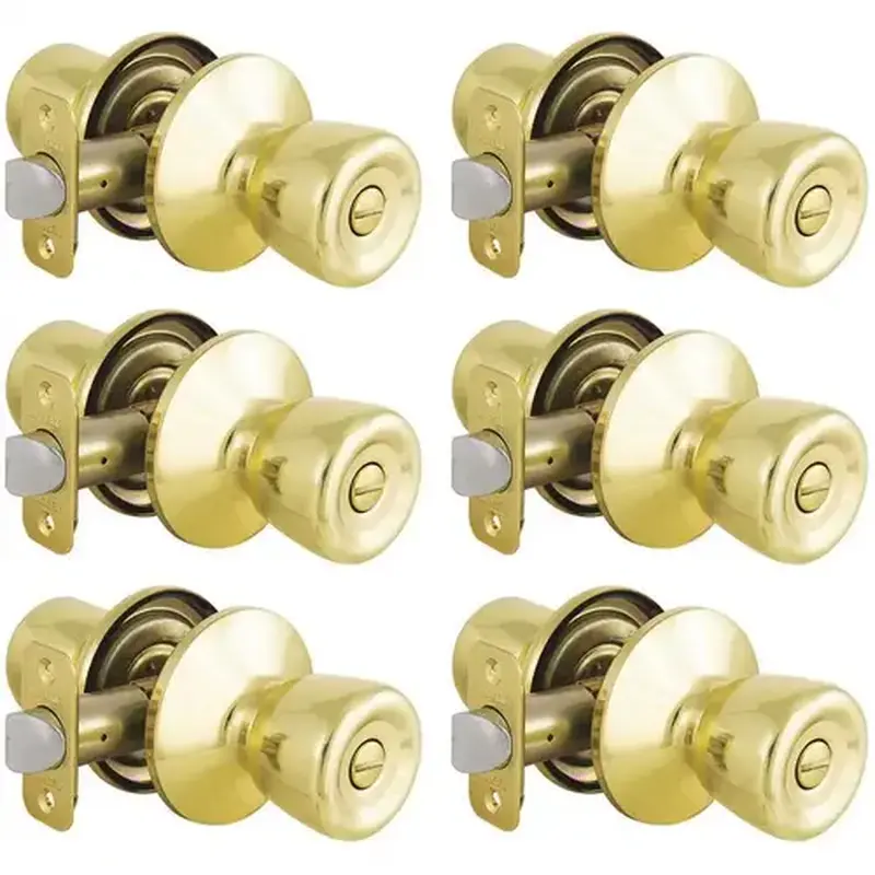 Defiant TR710BD6 Waterbury Polished Brass Privacy Bed/Bath Door Knob Contractor Pack