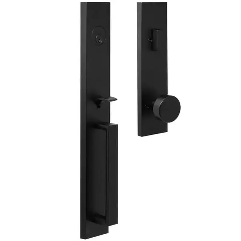 Weslock 02890-242SL2D  Xanthis Single Cylinder Handle set with Mesa Knob Trim with Adjustable Latch and Round and Square Corner Strikes Matte Black Finish