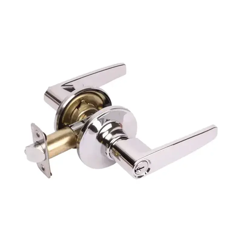 Pamex FLGS08C Olympic Lever with Round Rose Privacy Lockset with ADA Pushbutton Grade 3 Satin Chrome Finish