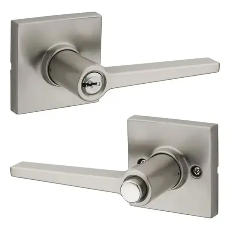 Safelock SL6000DALSQT-15 Daylon Lever with Square Rose Push Button Entry Lock with RCAL Latch and RCS Strike Satin Nickel Finish