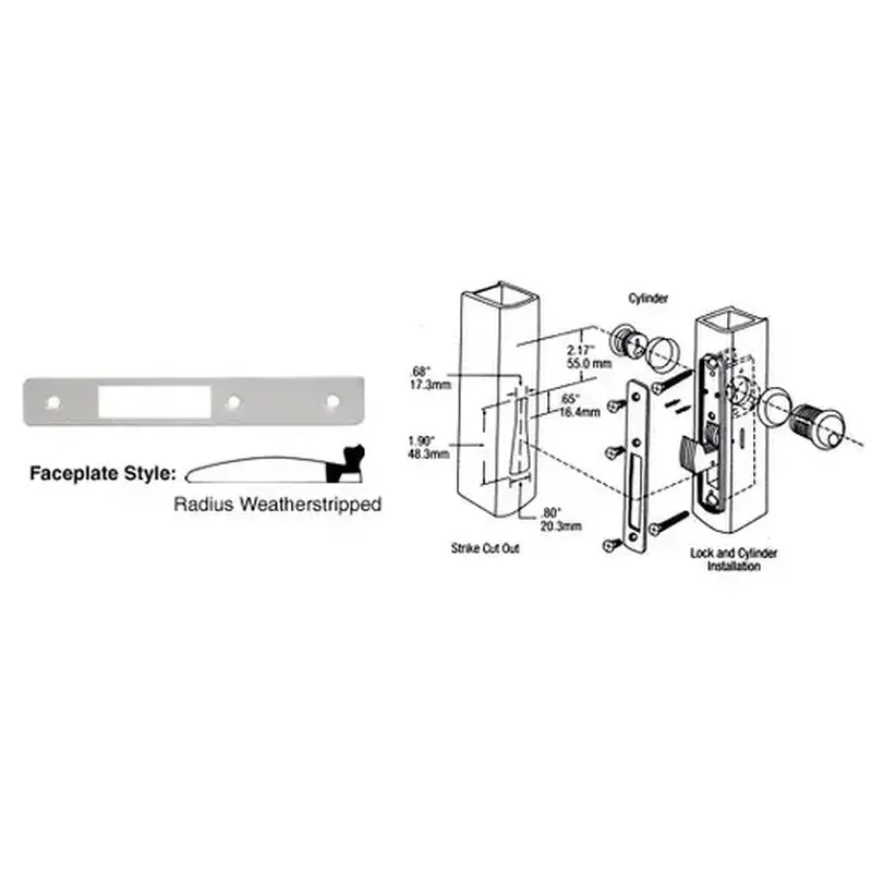 CRL DL2133A Aluminum Radius Weather-stripped Faceplate for DL2130 Series Hook Throw Deadlocks