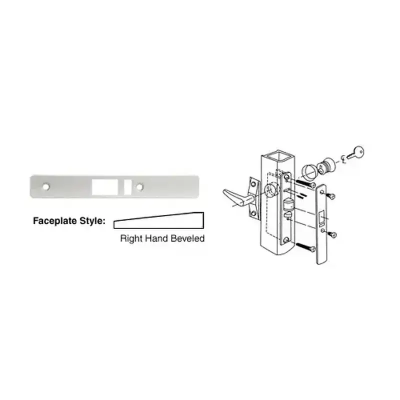 CRL DL2145A Aluminum Right Hand Beveled Faceplate for DL2140 Deadlatch Locks