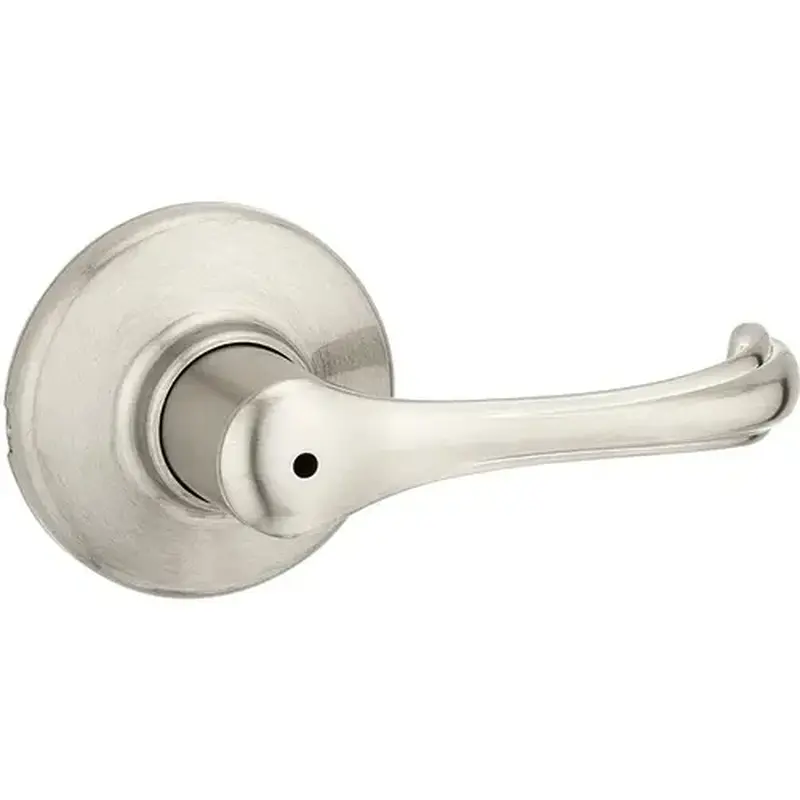 Kwikset 300DNL-15-6AL-RCS Dorian Privacy Lever, 6-Way Adjustable Latch 2-3/8"-2-3/4" Backset, Grade 3, 619/US15 Satin Nickel