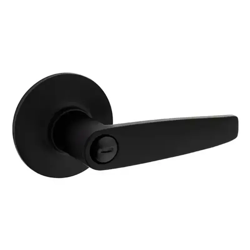 Safelock SL4000-WI-514 Winston Lever Round Rose Push Button Privacy Lock with RCAL Latch and RCS Strike Matte Black Finish
