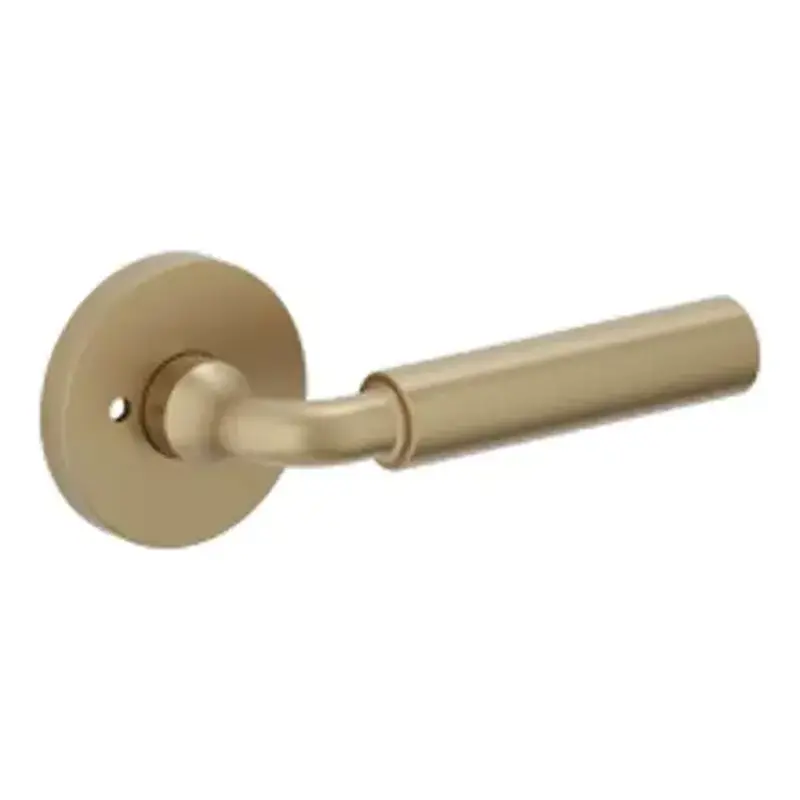 Baldwin L031033PRIV Preconfigured L031 Curved Gramercy Lever with 5146 Rose Privacy Lock with 2-3/8" Backset and Full Lip Strike Vintage Brass Finish