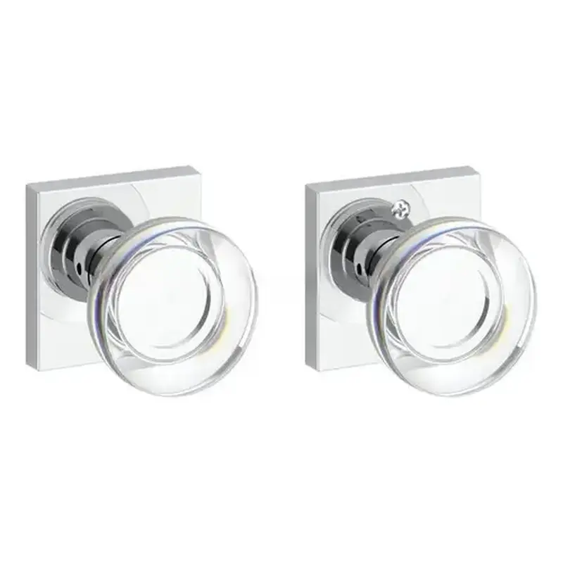 Baldwin Reserve PSCCYCSR260 Passage Contemporary Crystal Knob with Contemporary Square Rose with 6AL Latch and Dual Strike Bright Chrome Finish