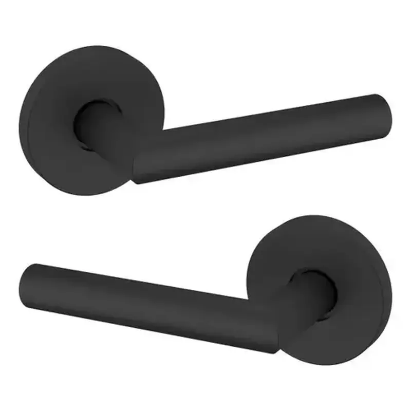 Baldwin 5173190PASS Preconfigured 5173 Lever with 5046 Rose Passage Lock with 2-3/8" Backset and Full Lip Strike Satin Black Finish