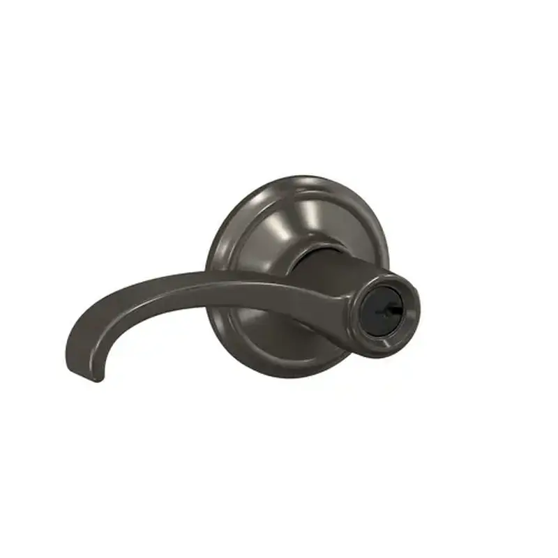 Schlage Custom F51AWIT530ALD Whitney Lever with Alden Rose Keyed Entry Lock C Keyway with 16086 Latch and 10027 Strike Black Stainless Finish