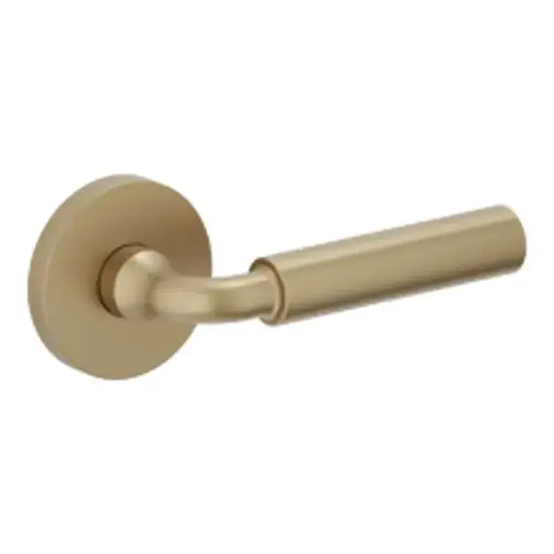 Baldwin L031033PASS Preconfigured L031 Curved Gramercy Lever with 5046 Rose Passage Lock with 2-3/8" Backset and Full Lip Strike Vintage Brass Finish