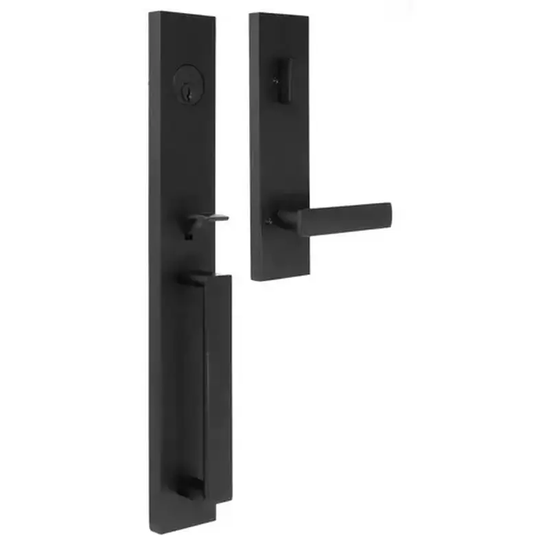 Weslock 02890-232SL2D  Xanthis Single Cylinder Handle set with Utica Lever Trim with Adjustable Latch and Round and Square Corner Strikes Matte Black Finish
