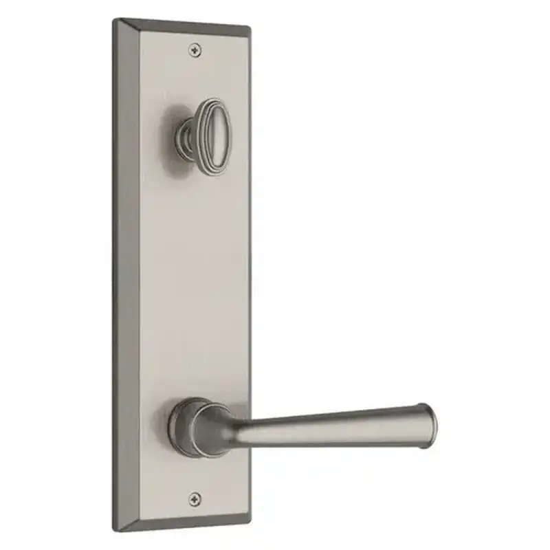 Baldwin Reserve EEDELXFEDSBE150S Emergency Egress Del Mar Handleset Federal Lever and Square Bevel Escutcheon with 6AL Latch, Dual Strike, and SmartKey Satin Nickel Finish