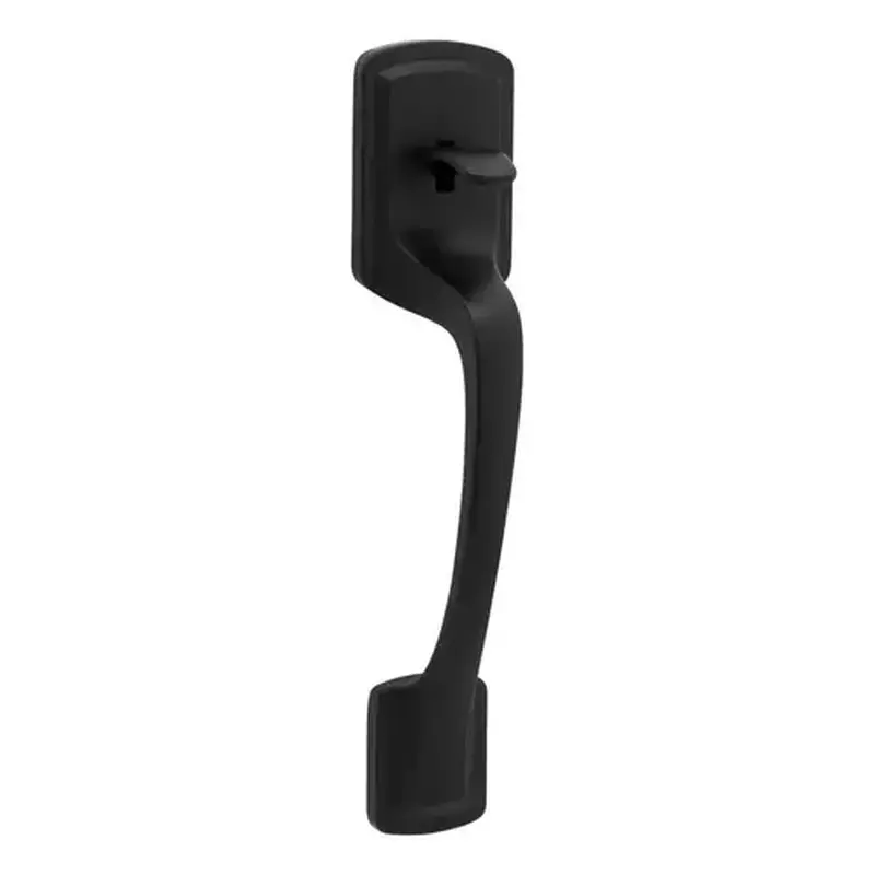 Kwikset 814PGH-514 Prague Handle Only; No Deadbolt with RCAL Latch and RCS Strike Iron Black Finish