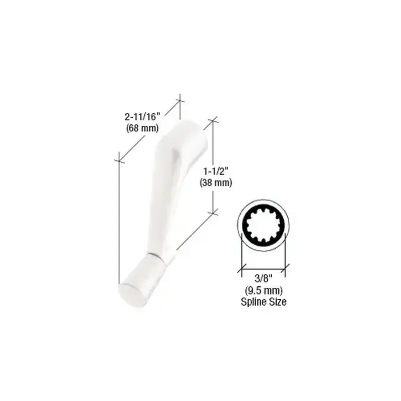 CRL H3713 White Casement Operator Handle with 3/8" Spline Size and 2-11/16" Length