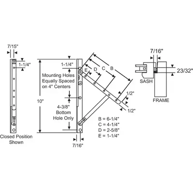 Brixwell 28-10-14rh Truth Rh 10in Hinge Assembly awning E-Gard