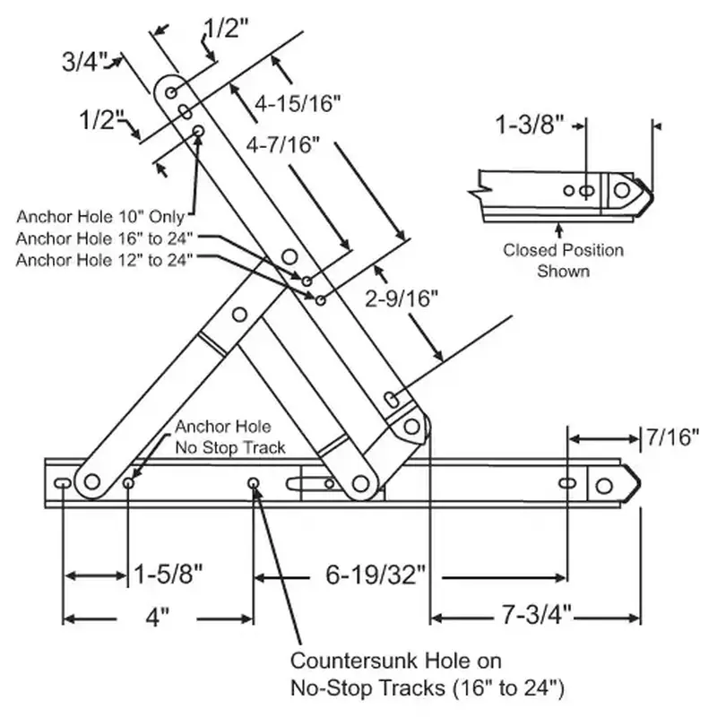 Brixwell 28-12-3-14 4 Bar Hinge Assembly with 52dg Stop Stainless Steel