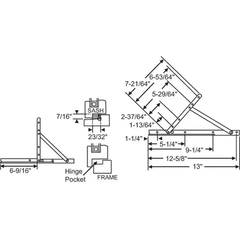 Brixwell 28-15-40 Concealed Hinge Assembly upper Left Lower Right 13in track Window Washability E-Gard