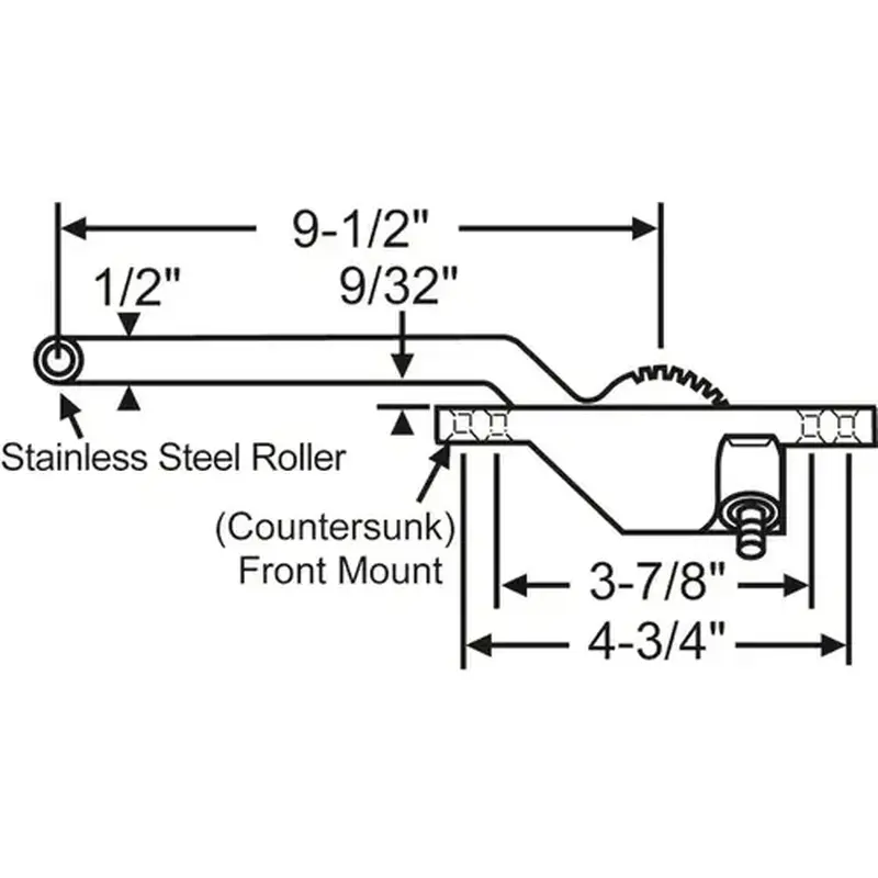 Brixwell 36-434-8 Single Arm Casement Operator chestnut Bronze Truth Right hand Front Mount Stainless steel Roller 9-1/2in Arm