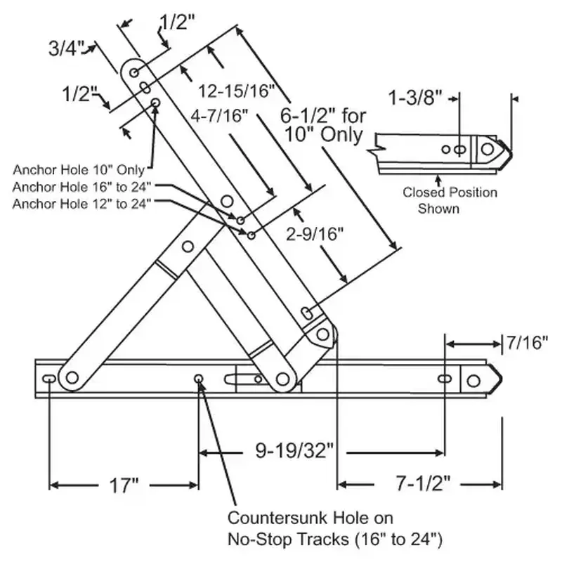Brixwell 28-28-3-45 4 Bar Hinge Assembly with Stop Heavy Duty Stainless Steel