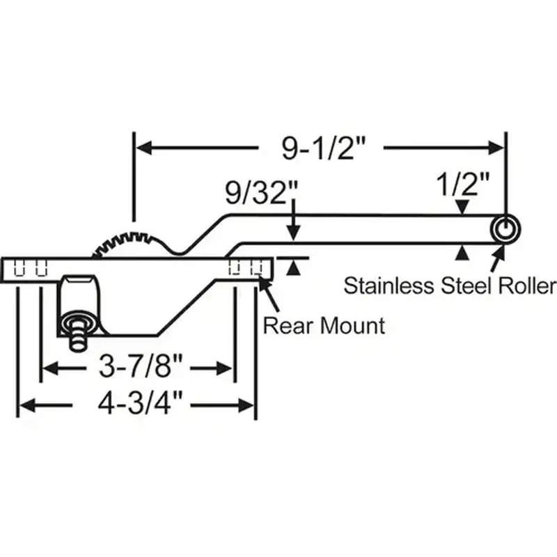 Brixwell 36-444-8 Single Arm Casement Operator chestnut Bronze Truth Left hand Rear Mount Stainless steel Roller 9-1/2in Arm