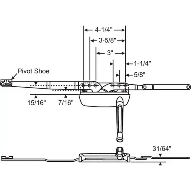 Brixwell 36-464-3 Dual Arm Casement Operator White Truth Left Hand low Profile handle Sold Separately