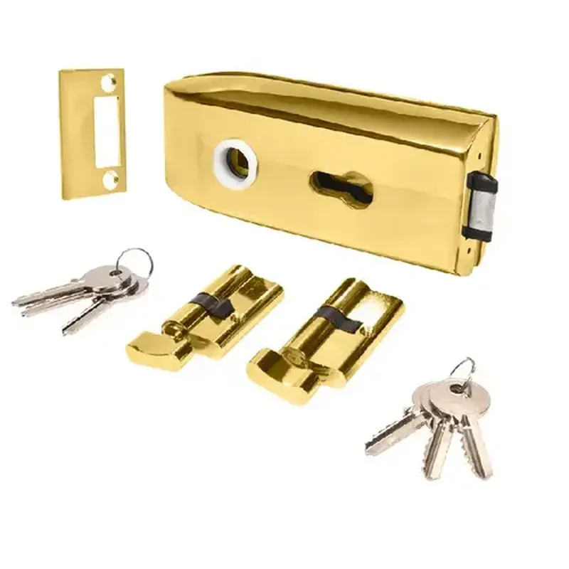 CRL PTH311BR Polished Brass Glass Mounted Latch With Lock and Thumbturn