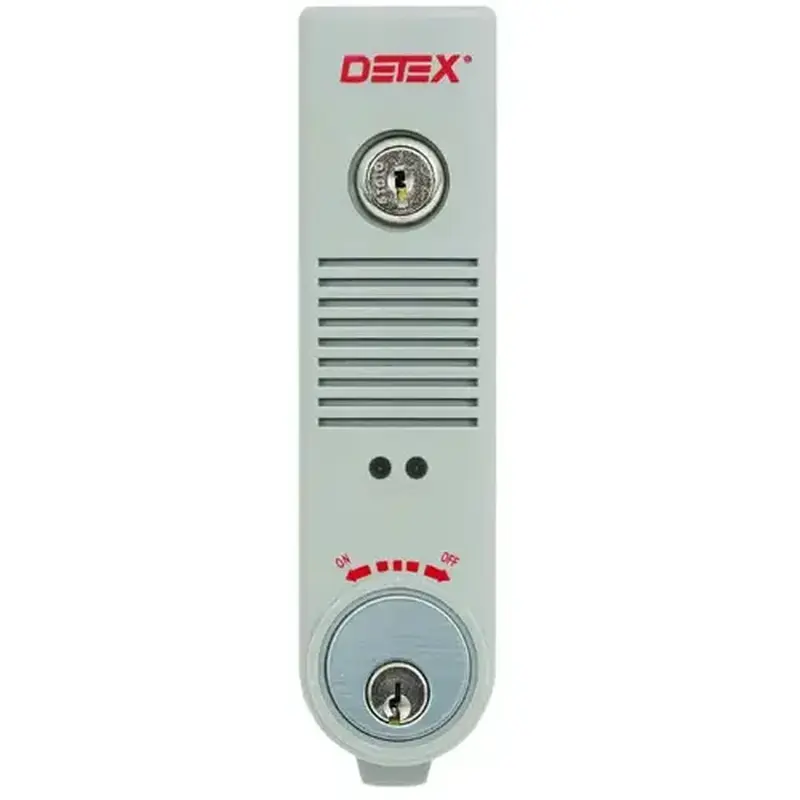 DETEX EAX300GRY Surface Mount Battery Powered 100DB Door Prop Alarm with Internal Magnetic Door Contacts and Gray Box Gray Finish