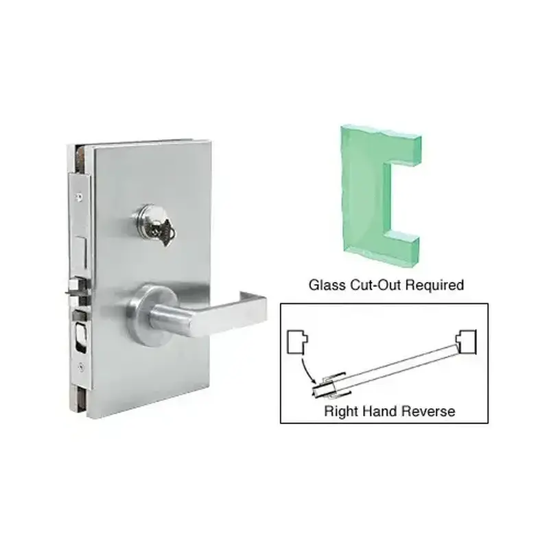 CRL DL611RESC Satin Anodized 6" x 10" RHR Center Lock With Deadlatch in Entrance Lock Function