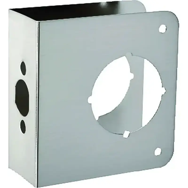 ProSource HSH-044SBN-PS Door Reinforcer, 2-3/8 in Backset, 1-3/4 in Thick Door, Steel, Satin Nickel, 4-1/2 in H, 4 in W
