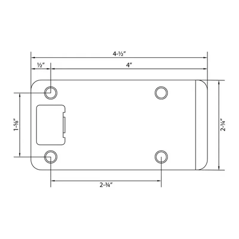 Stone Harbor Hardware 50104-26 2-1/4" x 4" (4-1/2" OAL) RC Extended Lip Strike - Polished Chrome