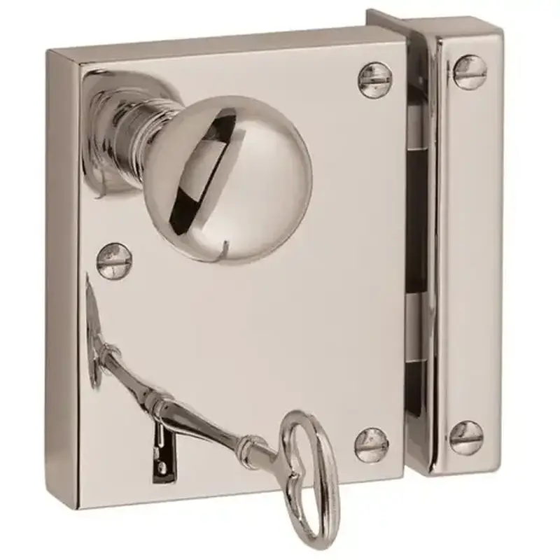 Baldwin 5602055R Right Hand Small Vertical Privacy Rim Lock Lifetime Bright Nickel Finish