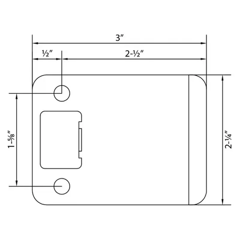 Stone Harbor Hardware 50125-26D 2-1/4" x 2-1/2" (3" OAL) RC Extended Lip Strike - Satin Chrome