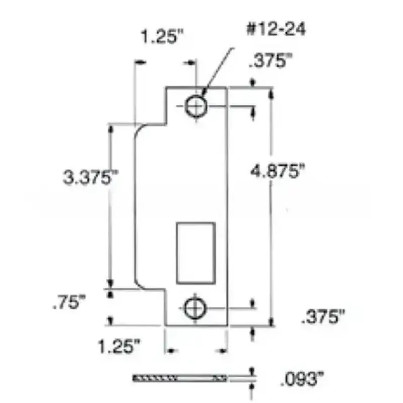 Baldwin 6041003R Right Hand ASA Strike For 2-3/4" Backset Latch Only Lifetime Brass Finish