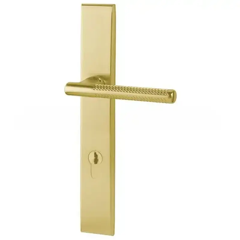 Baldwin MP013060ACT4X Lakeshore Multi Point Trim Keyed Entry with Turn Knob Configuration 4 Minus Lever Satin Brass with Brown Finish
