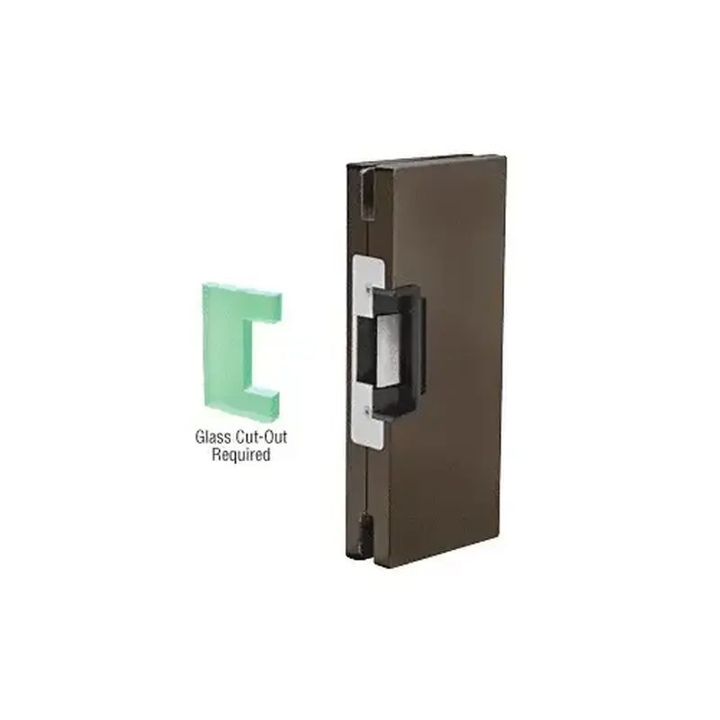 CRL DLER410DU Dark Bronze 4" x 10" RH/LHR Custom Center Lock Glass Keeper With Deadlatch Electric Strike