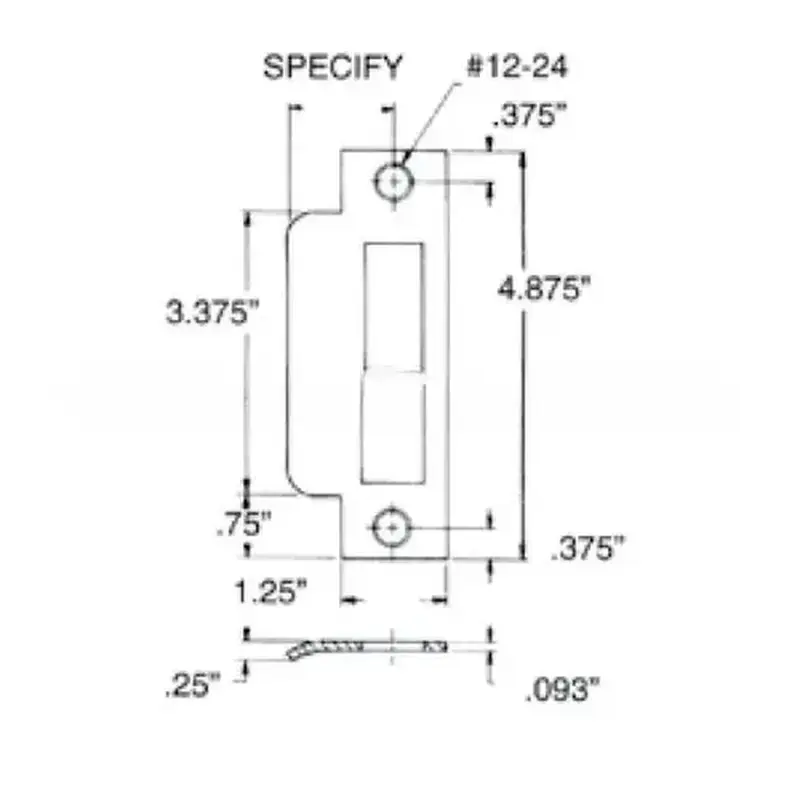 Baldwin 6037031L158 Left Hand 1-5/8" Extended Lip ASA Strike For 2-3/4" Backset Latch, Deadbolt, Auxiliary Latch Unlacquered Brass Finish