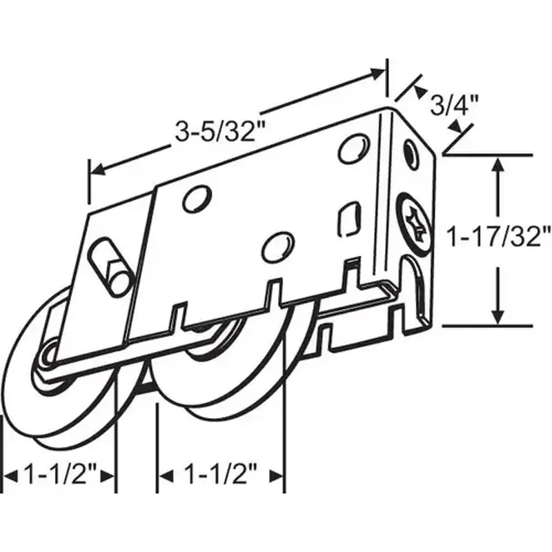 Brixwell 9-375 Patio Door Roller Tandem 1-1/2 Steel Wheels