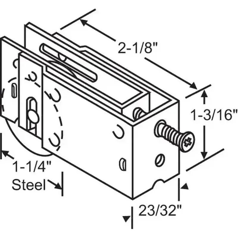Brixwell 900-15153 Patio Door Roller Assembly 1-1/4 Steel Wheel