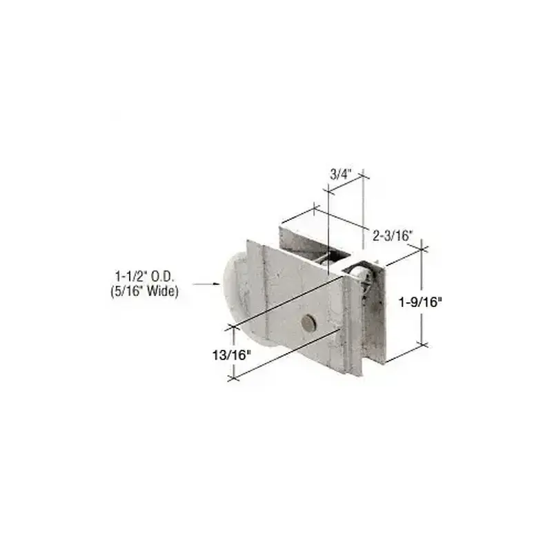 CRL D1954 1-1/2" Nylon Ball Bearing Sliding Glass Door Roller with 3/4" Wide Housing - Lawson Doors