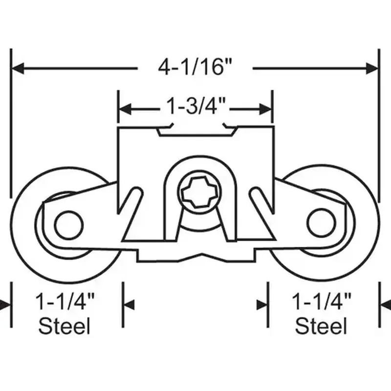 Brixwell 750-1997061 Patio Door Roller Tandem 1-1/4 Steel Wheels