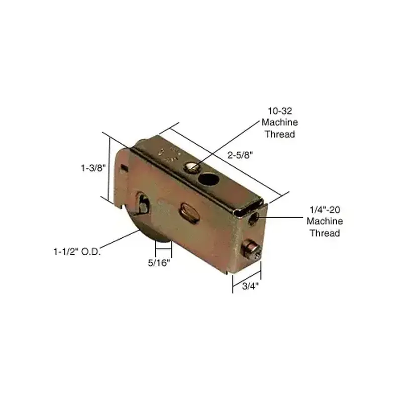 CRL CRLD1563B 1-1/2" Steel Sliding Glass Door Roller with 3/4" Wide Housing for Air Control & Howmet and Krestmark Doors - Bulk - pack of 10