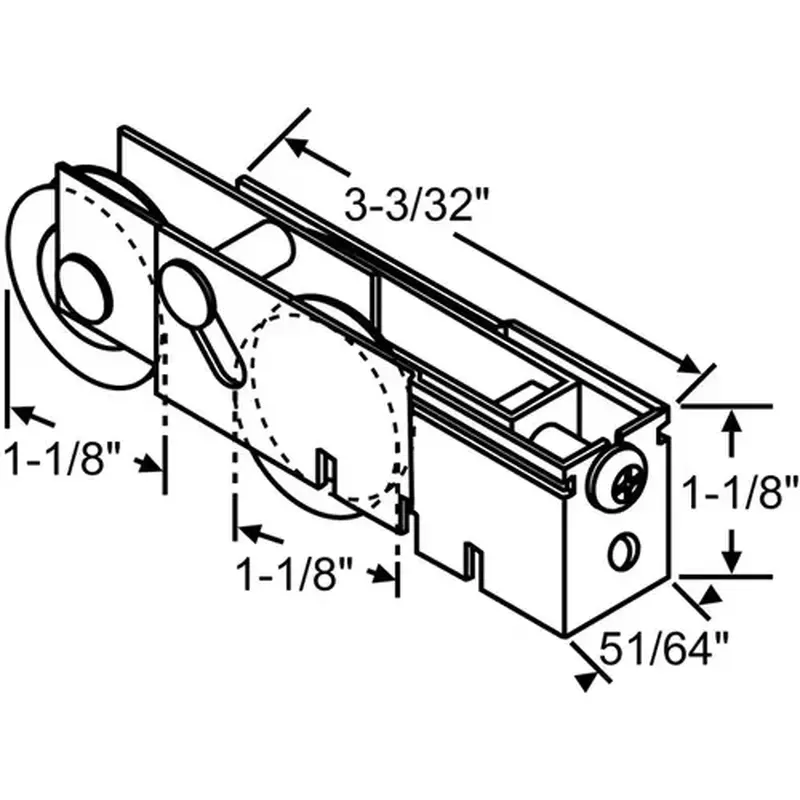 Brixwell 900-19536a Patio Door Roller Tandem 1-1/8 Steel Wheels
