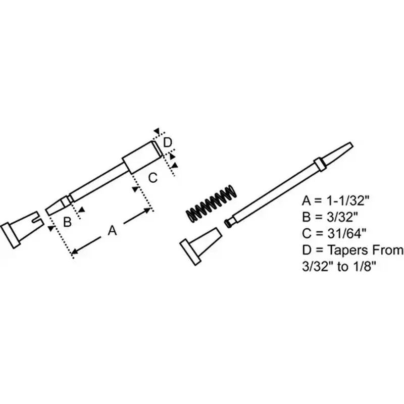 Brixwell 90-532b 5/32in Plunger Assembly Black blunt Tip