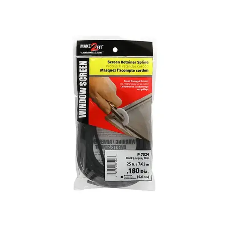 FHC P7524 Screen Retainer Vinyl Spline - 0.180" Round - Black - 25 Foot (Single Pack)